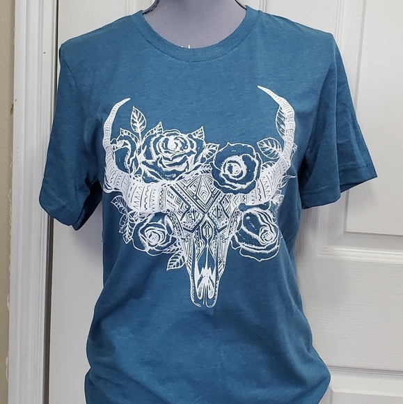 Bella Canvas Tops - Boho Bullskull Tee